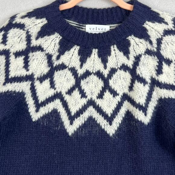 Velvet by Graham & Spencer Sweater Womens Size XS Alexa Fair Isle Alpaca Wool - Picture 3 of 8